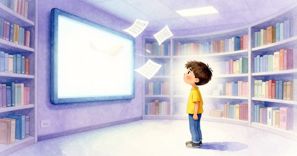 朱爾斯靜靜欣賞發光屏幕及飄浮音符,象徵藝術與科技和諧交融,場景祥和,彰顯全程成就。