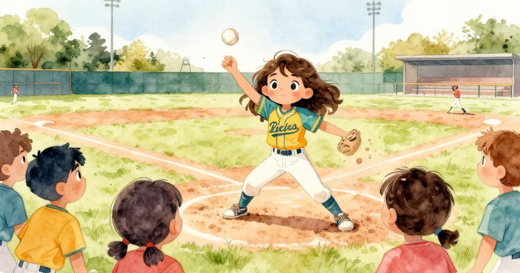 從高處俯瞰球場，莉拉奮力伸手接滾動的球，隊友緊張觀望，現場氣氛充滿決心與活力。