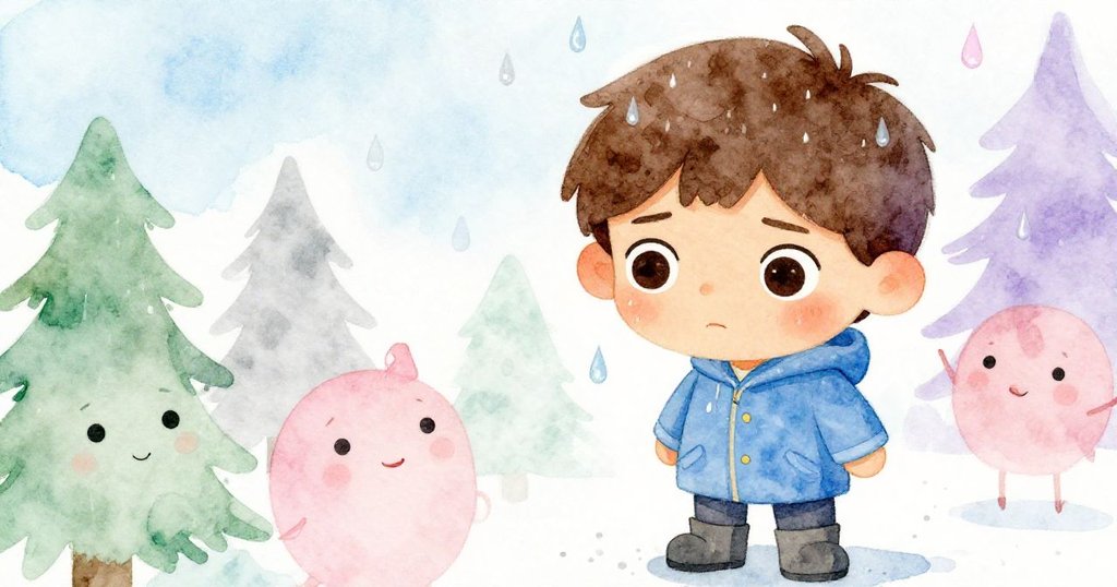 保羅面部特寫,雨滴從臉上滑落,他目光堅定,雨中展現出冒險的決心與內心的堅毅情感。