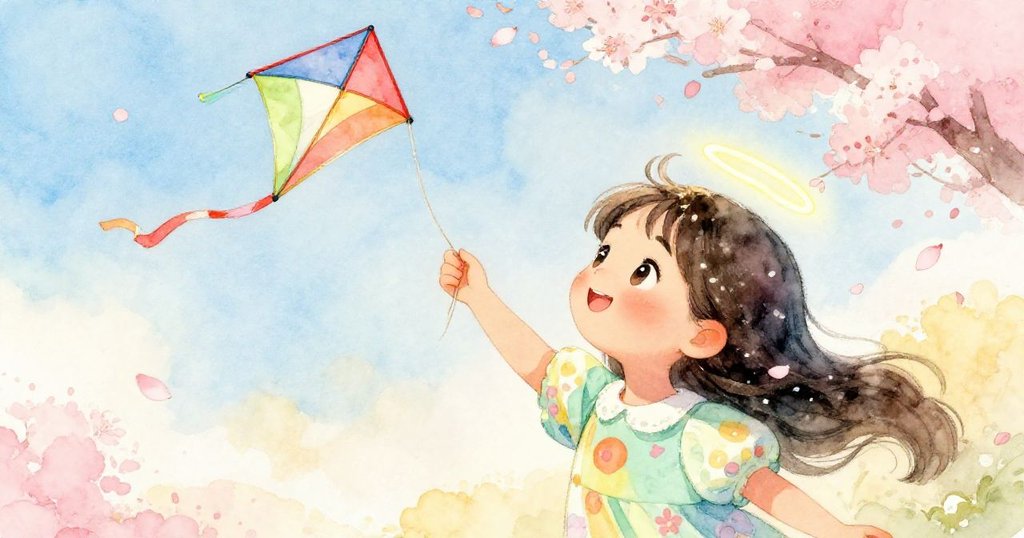 櫻花旋律環繞著Mia,她仰望著高飛的風箏,臉上滿是驚奇與滿足,呈現出故事中魔幻溫馨的高潮