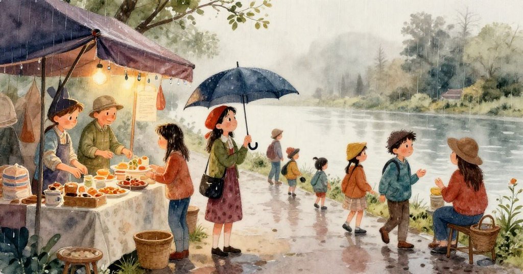 小木魚從低角度視角展現市場熱鬧景象，木魚於筆記本上輕滑，帶出童話般奇妙動感