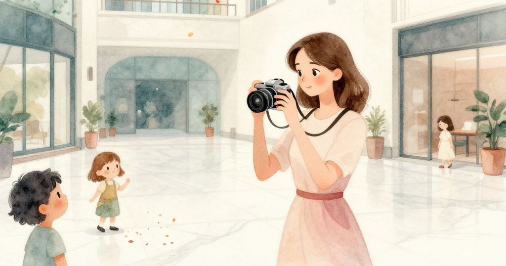 Silvia調整相機鏡頭凝視平靜場景，街車慢行，群眾歸於寧靜，彩紙輕落展現和諧結局