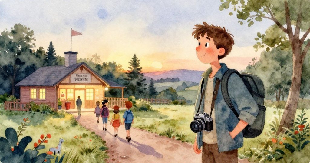 晨光中，Luke的鞋子踩在覆滿露珠的林徑上，每一步都顯示出與自然的和諧互動，環境靜謐。