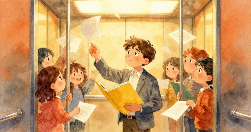 馬賽爾與眾同伴在電梯內協作拾起散落文件,情緒由驚慌轉為團結決斷,畫面溫暖充滿支持。