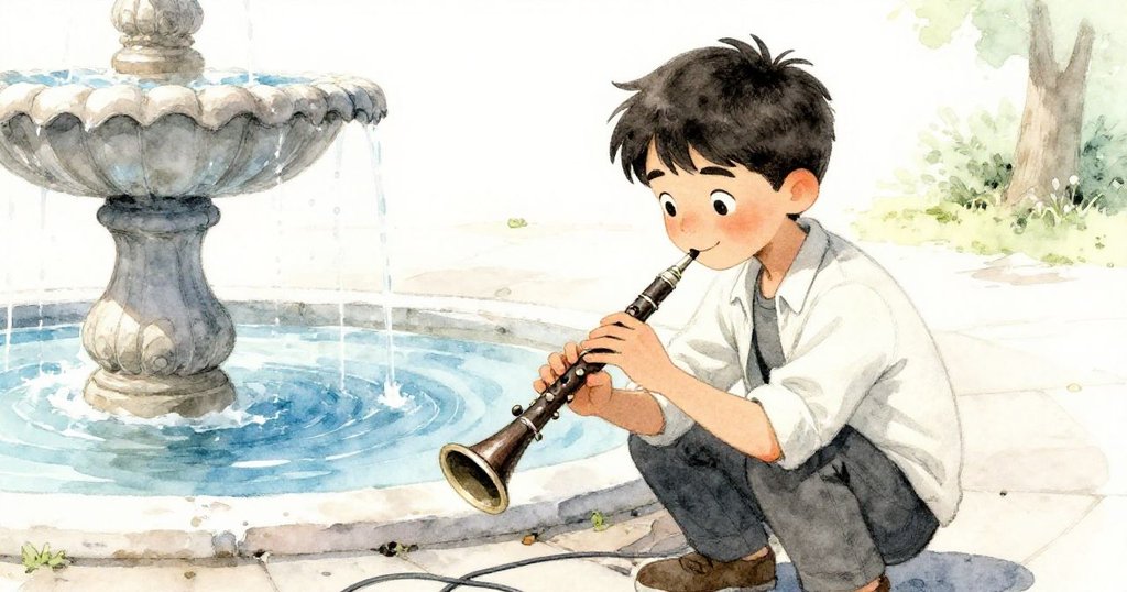 米洛蹲下急忙重接錄音器電纜，神情緊張且專注，背景隱約有市集暖光照映，高度懸念情緒展現。