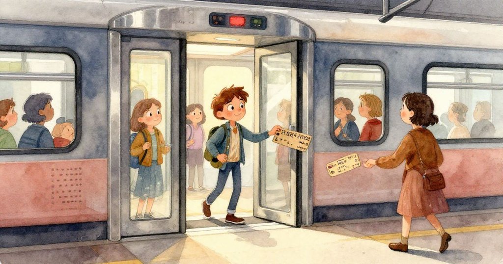 Avery 臉部特寫中眼神專注而略帶擔憂，凝視著輕飄的卡片，在夕陽映照下表現出堅定與期待。