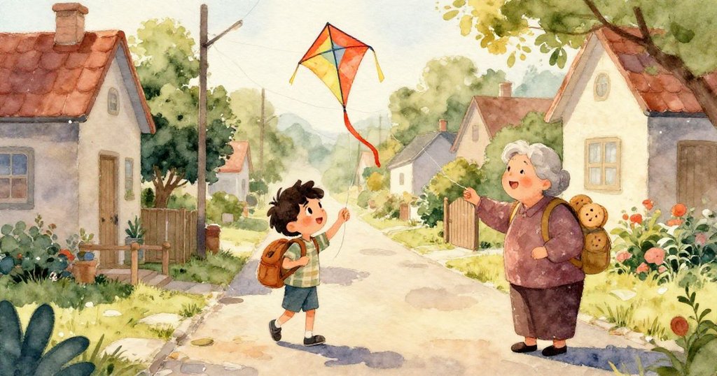 艾略專注捧著鮮豔風箏線和色彩包裝的餅干，手部細節明顯，展現溫馨與認真的神情。