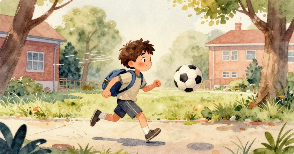 Leo意外觸發的藍色油漆罐特寫，油漆濺落在粗糙磚面及花園門上，呈現事故瞬間的驚奇與細節。