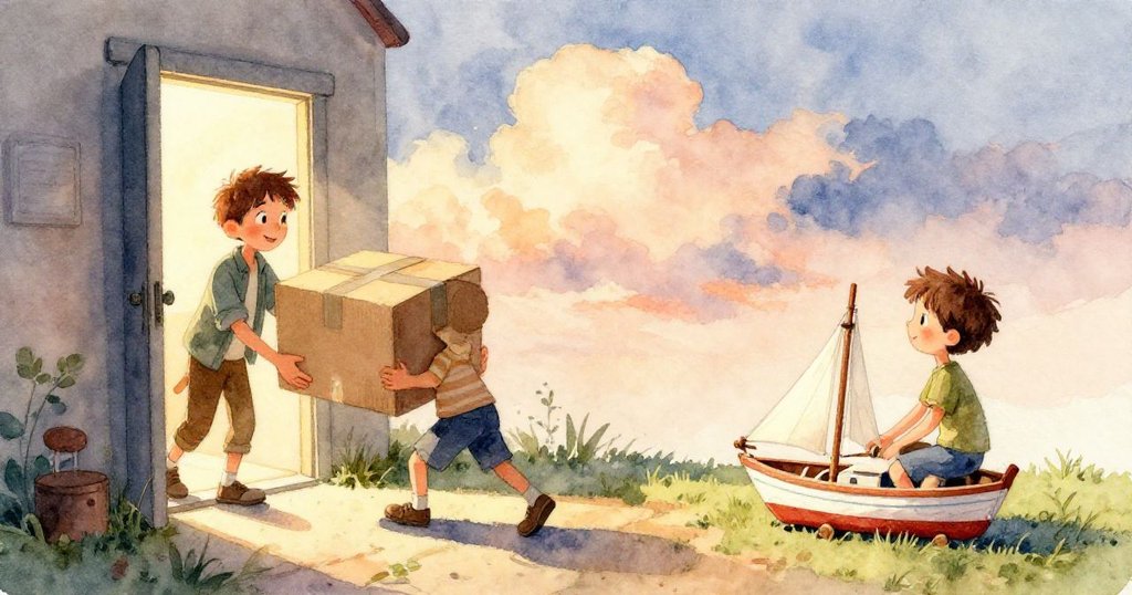 喬納的手正輕輕抓住隨風飄舞的小冊子,背景中暗色天空與落葉交映,呈現即將來臨暴風雨前的緊張氛圍。