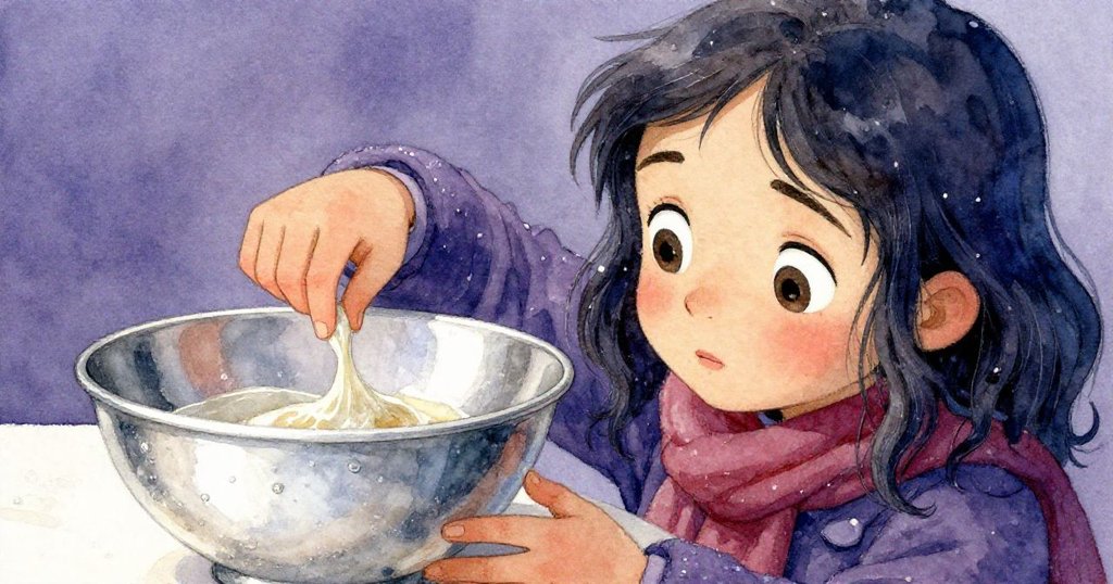 瑪拉伸手接近閃亮的銀碗,碗中僅剩些許醬汁,她的表情流露出失落與對熱鬧現場的默認。