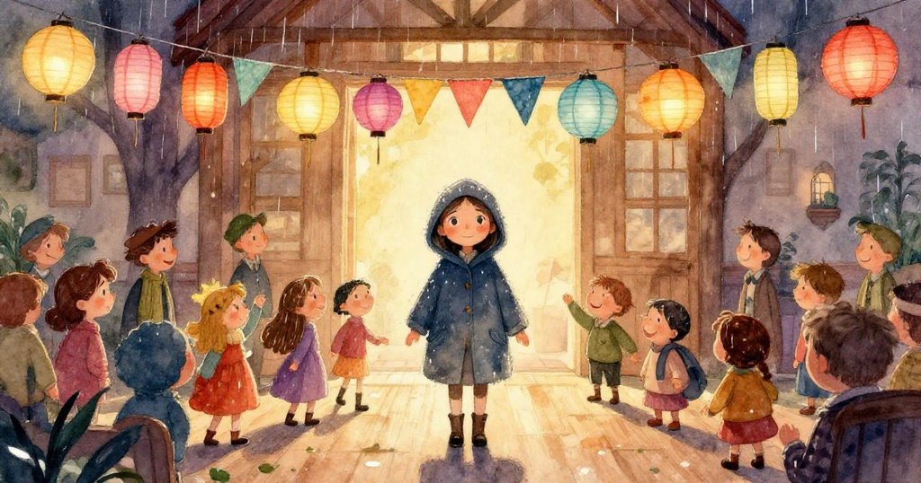 宴會廳中,服務員推出新碗,遠處舞者優雅旋轉,展示時間流轉與熱鬧氣氛。