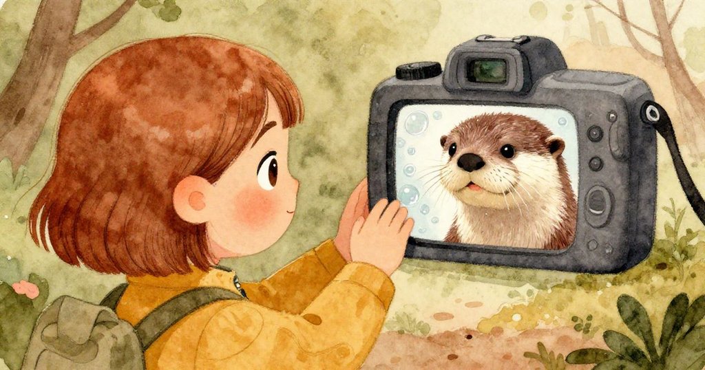 Nora按下快門捕捉海獺泡泡亮臉,表情由緊張轉為喜悅,鏡頭近距展現成功瞬間與溫馨情感