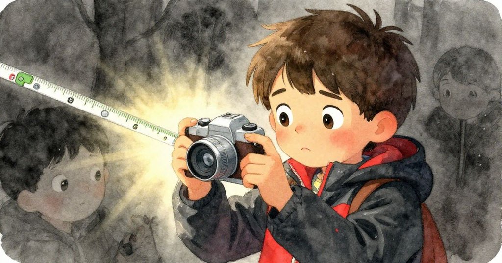 Leo認真檢查防水相機和測量桿,手中工具明顯,現場充滿專注與科學探究的氛圍。