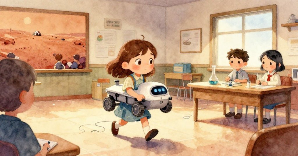 同學們驚訝看亮粉柔和灑落,展品與地板猶如水下閃爍,環境夢幻充滿神秘光彩。