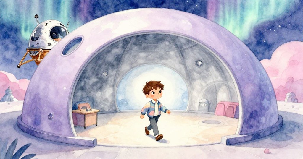 Milo走入彎曲劇院,空間似夢似幻,銀月艙下映出奇妙光譜,眾人靜待奇景。