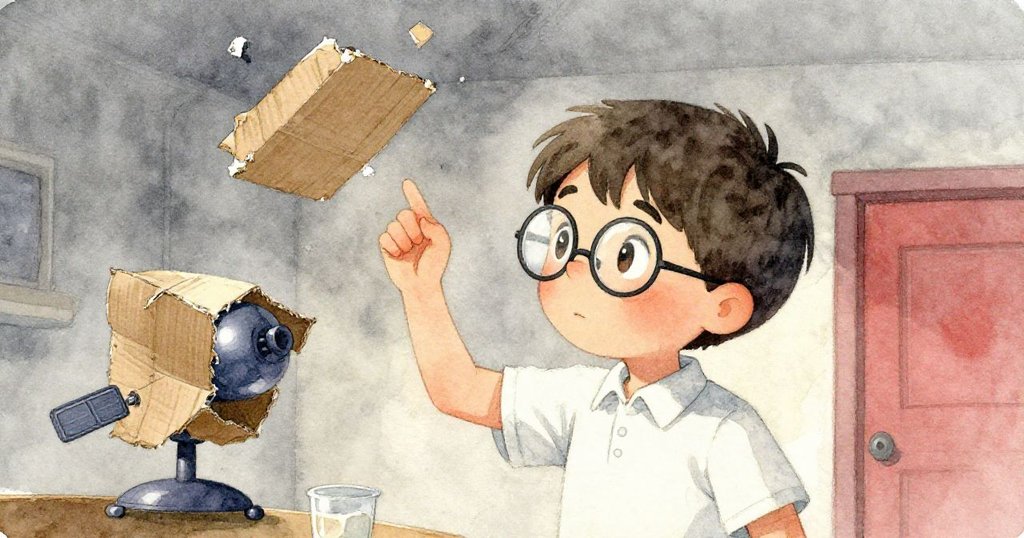 Riley低頭回憶第一次失敗的經歷,背景呈現脫落的天花板和掉落的零件,溫柔的懷舊色調中流露出些許遺憾與堅持。