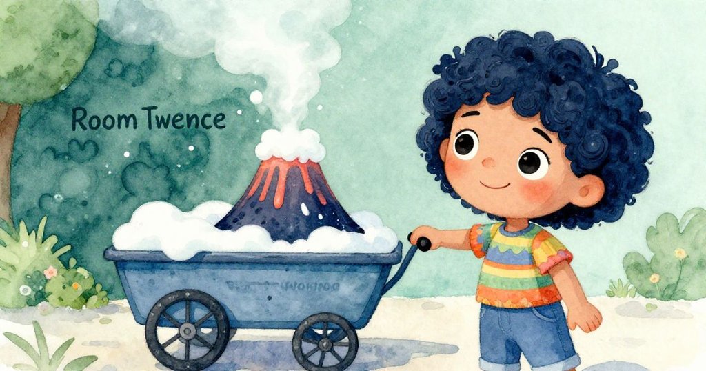 利娜將火山車平穩停靠在十二號房前，火山泡沫緩降，她滿意微笑，象徵著挑戰圓滿成功的美好結局。