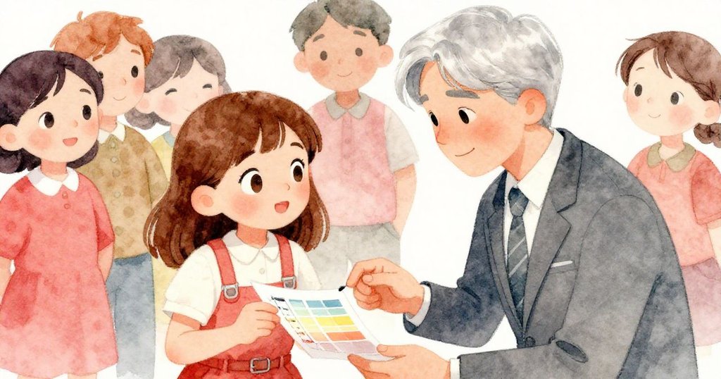 克拉拉與銀髮陌生人熱情交流土壤數據，彼此微笑互動，手持紙張詳談科學成果，情感升華。