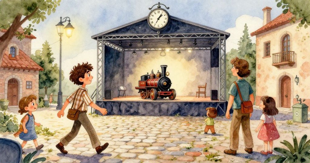 櫻桃紅的野馬閒置在街角，鏡面般的引擎蓋映出柔和移動的雲朵，現代與自然美感融合。