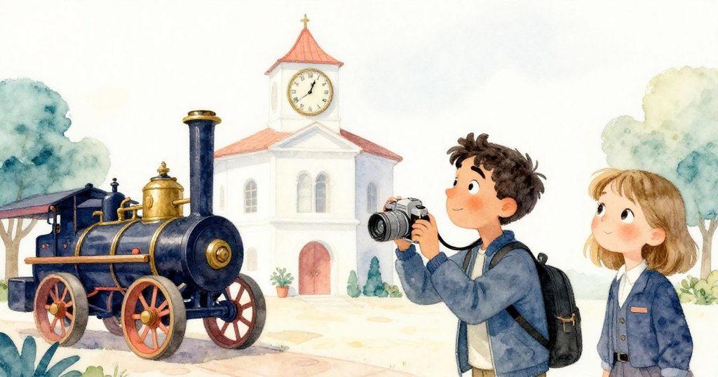 狄亞哥捕捉到最終安定時刻，蒸汽與陽光映出銅光，市政廳和時鐘見證清晨承諾化作寧靜結局。