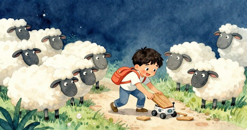 羊群突然擋路，Luis迅速啟動漫遊車推動木板，現場充滿緊張與驚喜，展現冒險克服困難的決心。