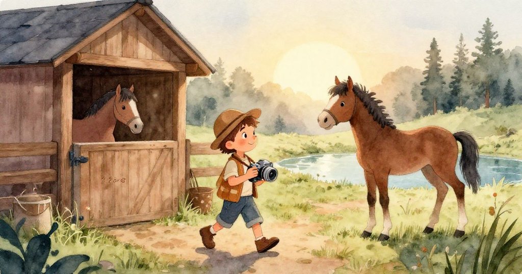 水槽表面蒸汽迷濛，水下倒影隱現米洛輕巧身影，柔和光線穿過水面，營造奇幻而詩意的氛圍。