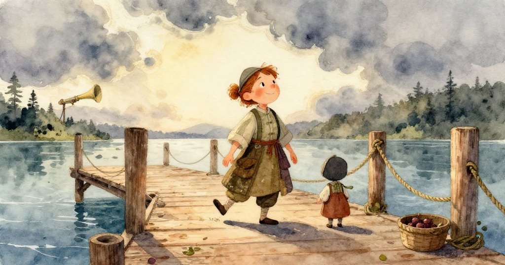 伊拉走向遠處海藻攤位，市場中攤販與買客忙碌，場面充滿活力與互動