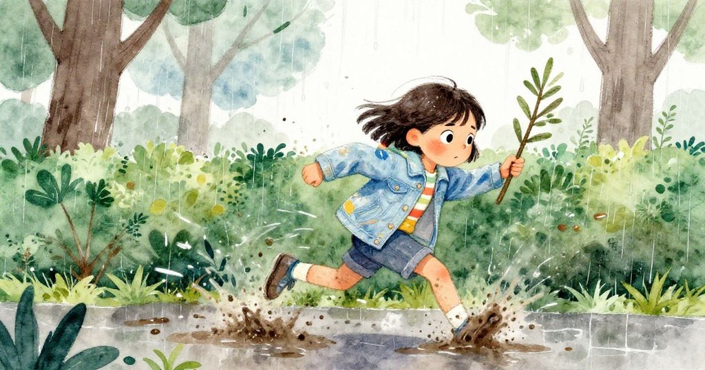 莉娜在濕滑樹籬旁急速奔跑，泥濘四濺中靠著樹枝穩住身形，目光緊尋突破口，充滿決心