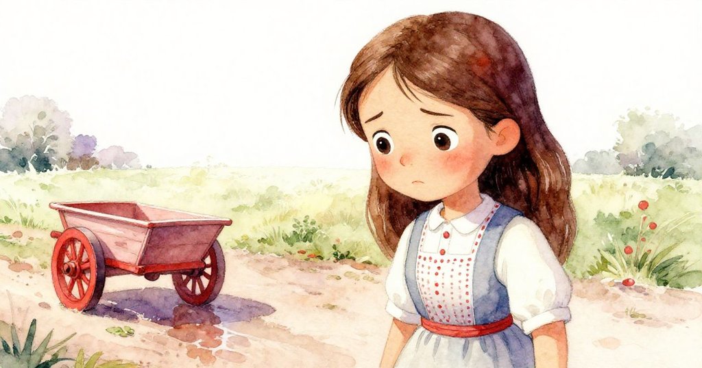 Nora專注地注視前方，紅色車輪與濕潤路面映襯下，她的表情流露出堅定與一絲憂慮。