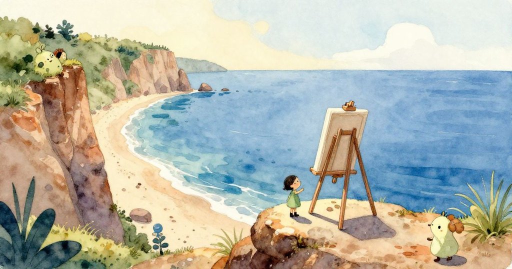 Jade的護目鏡、舊綠色圍裙及畫架特寫,展現粗糙石面與刷子細節,充滿創作細節與歷史痕跡。