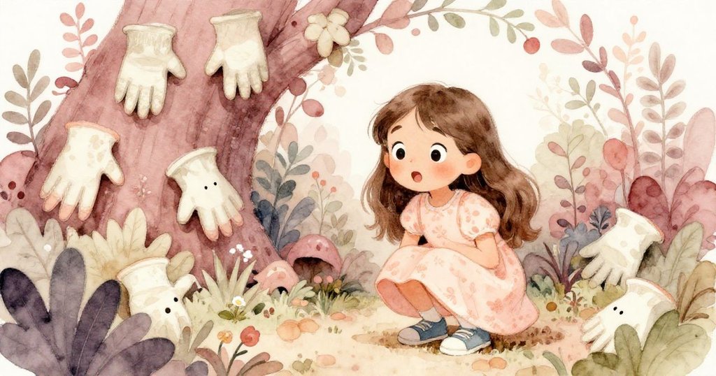 米婭在隱蔽的花園角落發現了一雙園藝手套,她俯身拾起手套,眼神中滿是驚喜和希望。