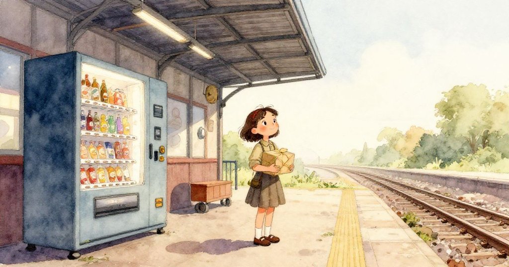 馬拉手中包裹細節特寫,展示破損邊角與飄浮紙片,旁有溫暖黃色郵筒,表現出緊張與期待。