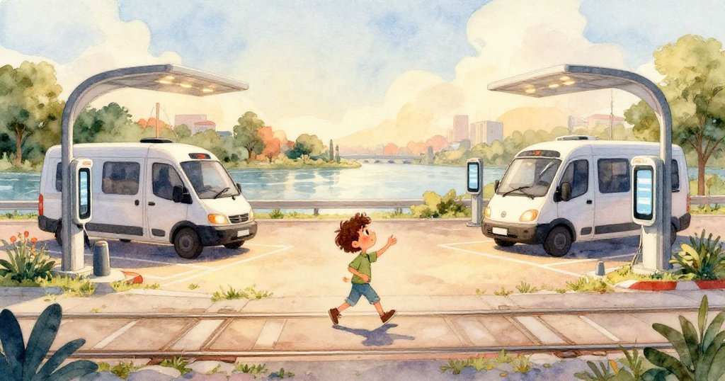 米羅視角展現手握筆記本對準藍色貨車記錄詳細數據，博客們熱情互動，場景充滿現場記者情境。