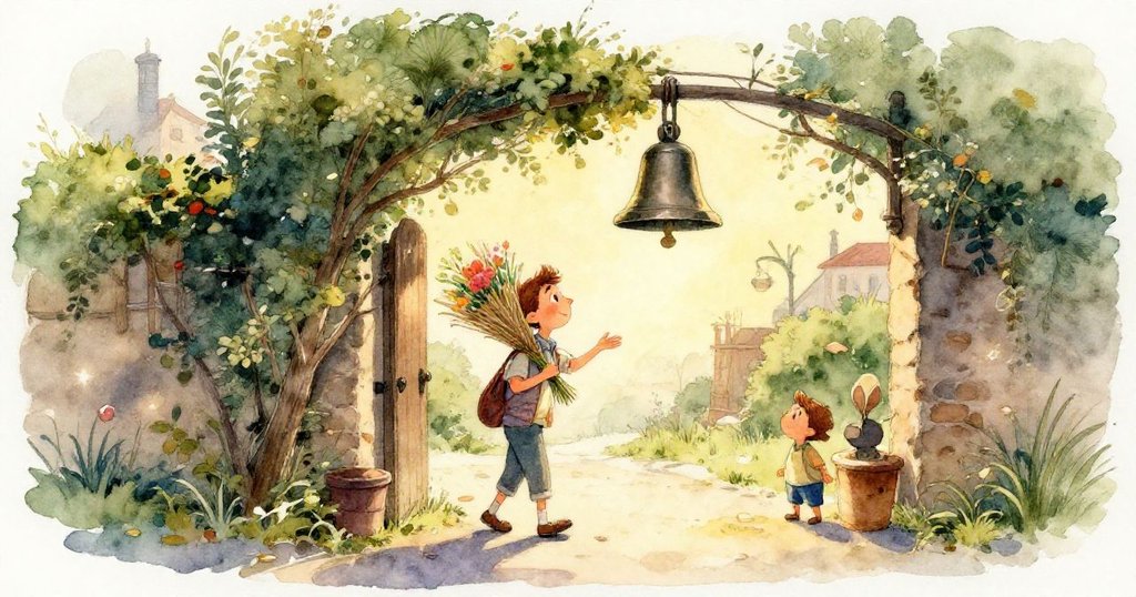 馬可的腳步在狹窄泥濘小徑上邁出，每一步都激起水花，雨水映出石頭細節，充滿活力。