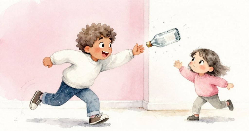 米洛驚叫著急衝轉角，好友利奧迅速伸手相救，兩人笑容燦爛，展現緊張與喜悅。