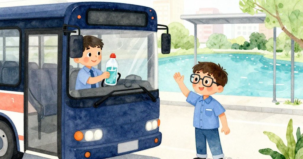 Luis成功取到水樣,用清洗瓶裝珍貴水樣,熱情揮手告別司機,巴士停下契合收官序曲。