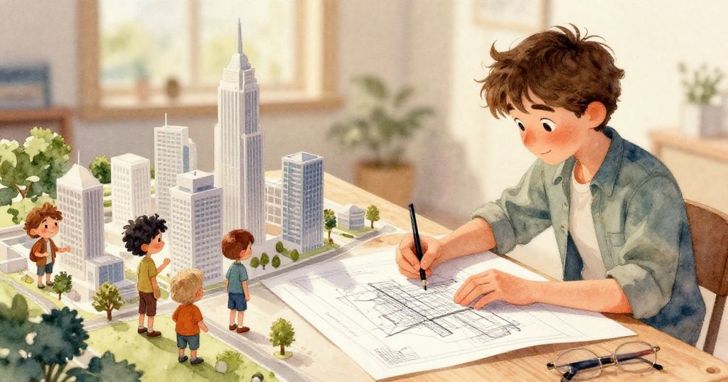 Luca細緻操作手中塑料塔零件，近距離呈現微縮模型層次豐富的質感和色彩，流露出專注與努力。