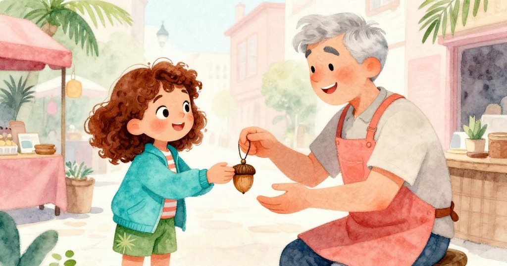 Zoe與友善木匠深情互動,微笑中交換象徵記憶的吊墜,畫面傳遞信任與希望,情感真摯展現。