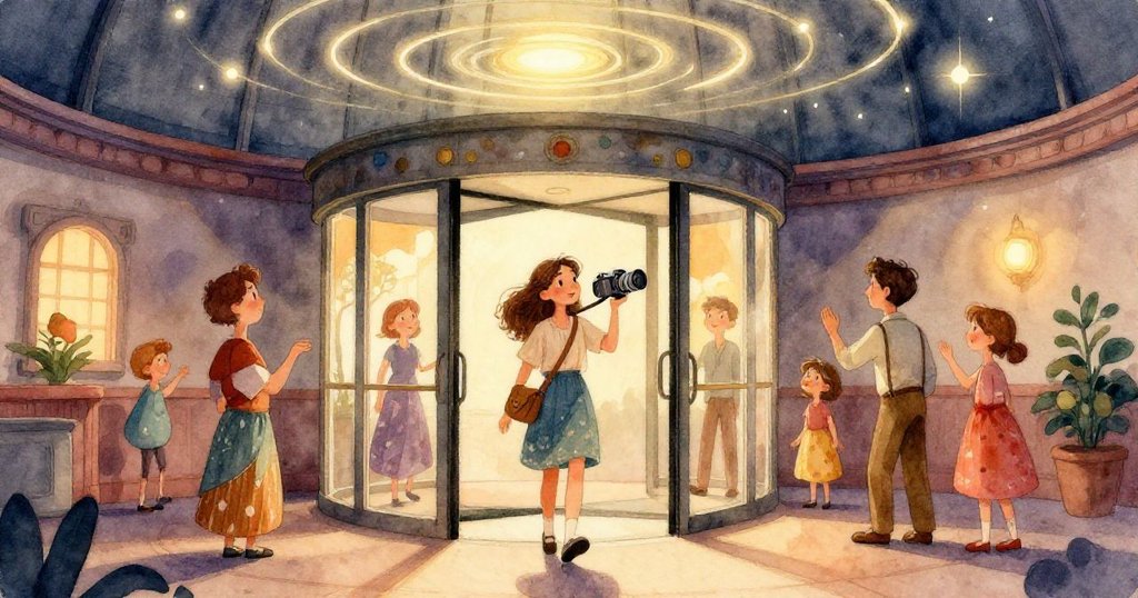 米拉堅定的腳步踏在精美馬賽克地磚上，細膩質感展現室內行進的決心與美感。