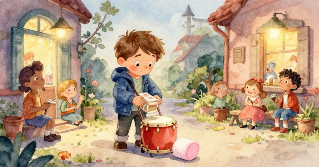 米洛的紙箱中露出粉紅棉花糖，細節豐富，表面微變形，充滿溫暖與童趣的細膩畫面。