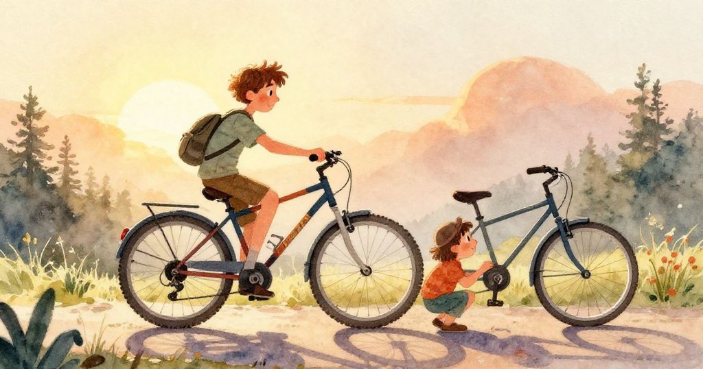 Milo沾滿油污的手正全力掙扎於自行車前叉上的鎖蓋，堅定面容展現挑戰困難的情況。