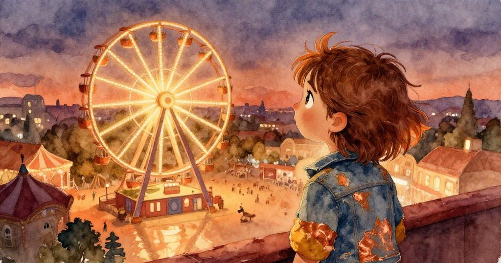 Lena高處靜賞燈光遊樂園，與心中夢想重逢，展現冒險圓滿結局。