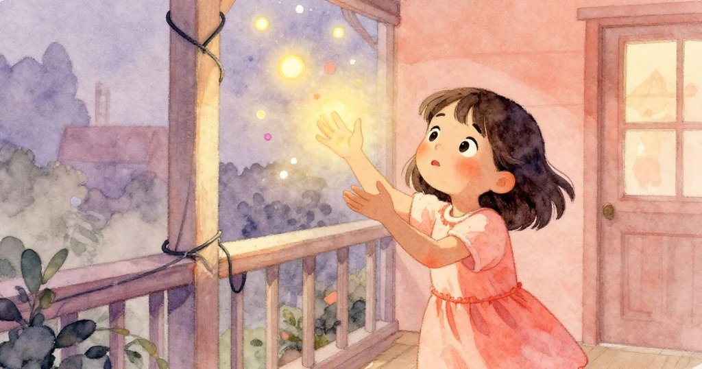 艾拉迅速接住墜落的彩燈，小心將電纜纏繞欄杆，柔光瀰漫圍欄，故事進入化解混亂的關鍵時刻。