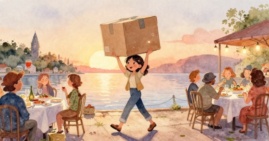 Mira特寫眼神充滿好奇與期待，背景隱約映出市集燈光，她面容堅定，情緒自信而溫暖。