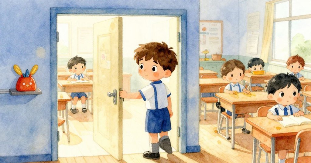 Liam在陽光與涼風中輕推打開清理後的門，穩妥關好窗戶，展現出完成混亂後的平靜與滿足。