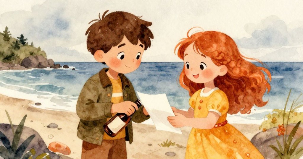 暴風雨過後，Ben小心打開瓶蓋將白紙交給Lily，兩人面帶笑容在溫暖光暈中迎接新開始，故事達到和解。