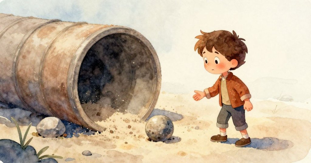 山姆特寫臉龐，專注注視著旁邊的管狀物，眼中滿是期待與好奇，背景呈現淡玫瑰與橄欖色調