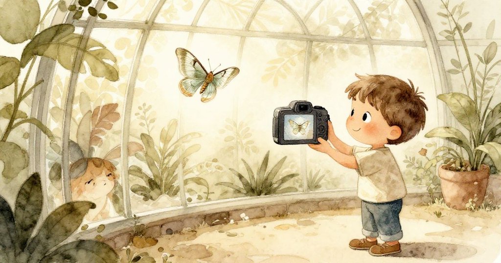 Milo在溫室中滿意展示相機屏幕上的飛蛾倒影，飛蛾於燈光中悄然起飛，溫馨結局洋溢希望與喜悅。