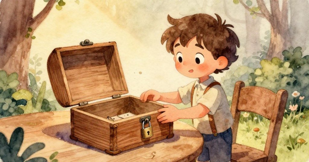 Leo迅速伸出手指,靈活撿起閃亮的銀鑰匙並滑入小鎖中,動作充滿期待和果斷力。