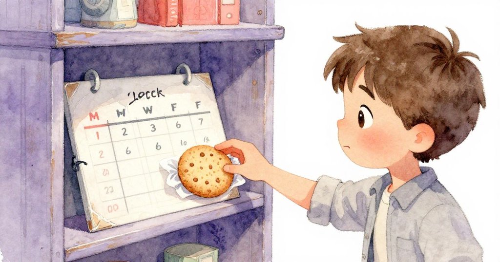 雷昂溫柔地將半包薑餅放在破舊的時刻表架上，展現出對逝去時光的細膩回憶。